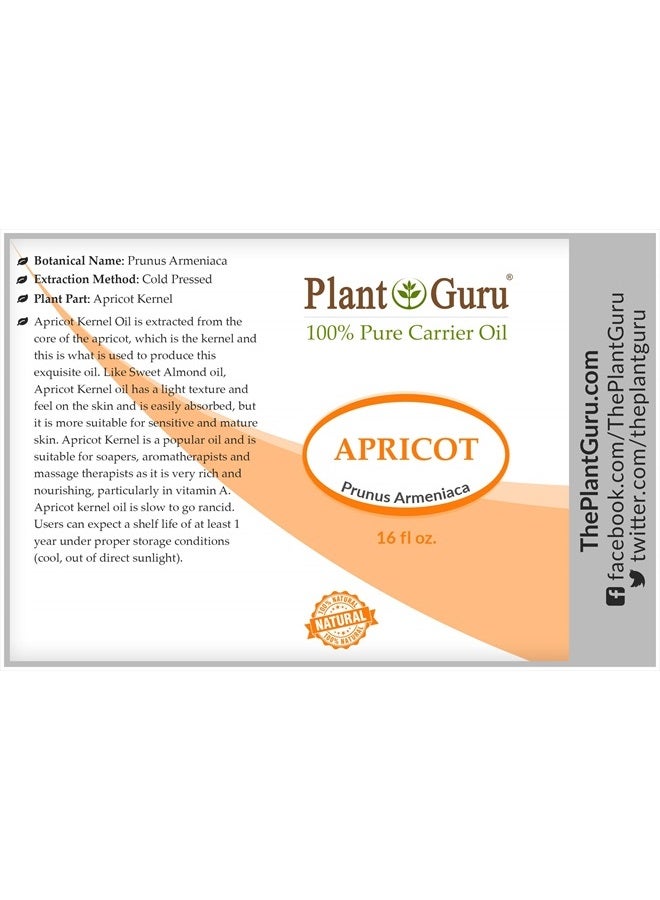 Plant Guru Apricot Kernel Oil 16 oz Cold Pressed 100% Pure Natural Carrier - Skin, Face, Body And Hair Growth Moisturizer. Great For DYI Cream, Lotions and Lip balm.  - Image 3