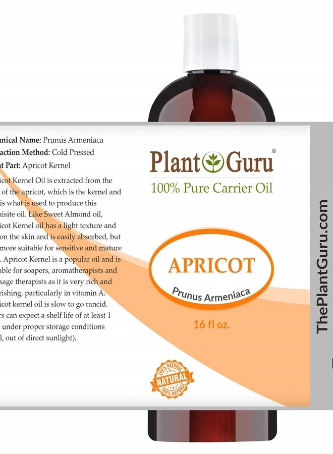 Plant Guru Apricot Kernel Oil 16 oz Cold Pressed 100% Pure Natural Carrier - Skin, Face, Body And Hair Growth Moisturizer. Great For DYI Cream, Lotions and Lip balm.  - Image 2