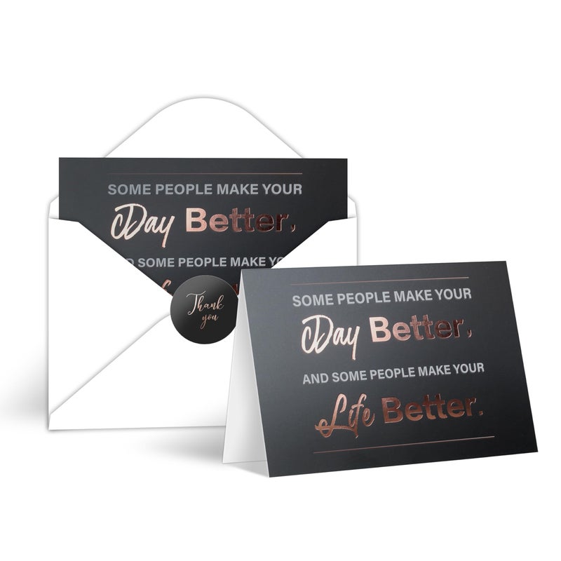 KAICN 30 PACK Box of Thank You Cards with Envelopes Bulk Set & Stickers, Blank Thank You notes Cards with Message Inside, 6Ã—4 Inches, Thank You Note For Employees, Teacher, Birthday, Graduation, Small Business ï¼† Holiday - Black - Image 1
