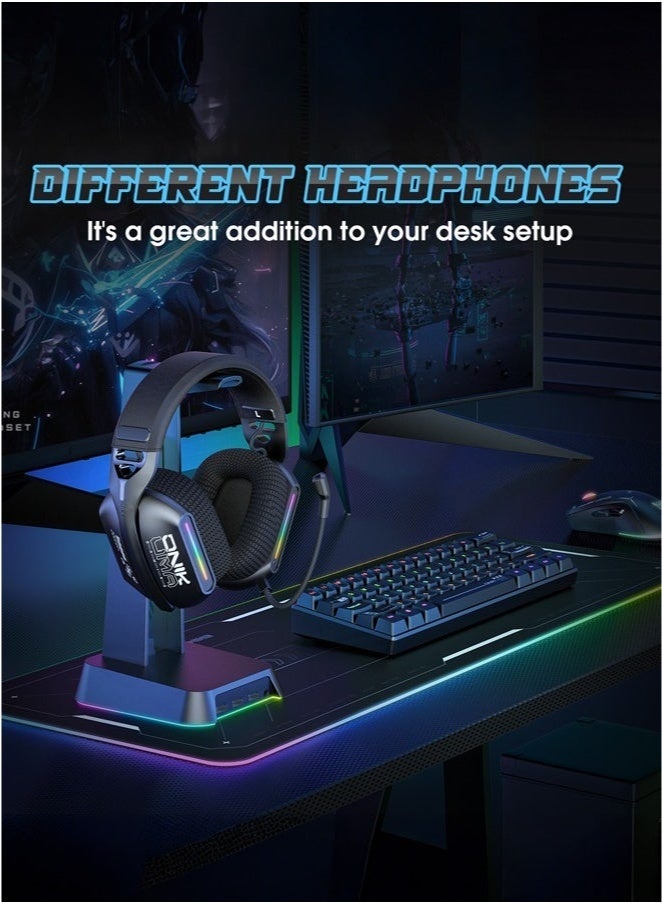Wirless Gaming Headset with Microphone for PS5, PS4, PC, Mobile, Switch,Phone,Mac,Laptop: 2.4GHz Wireless + Bluetooth 5.3 + Wired - 40mm Drivers - RGB Light,Black - Image 4