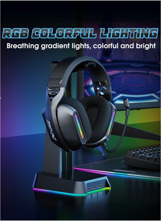 Bukela Wirless Gaming Headset with Microphone for PS5, PS4, PC, Mobile, Switch,Phone,Mac,Laptop: 2.4GHz Wireless + Bluetooth 5.3 + Wired - 40mm Drivers - RGB Light,Black - Image 3