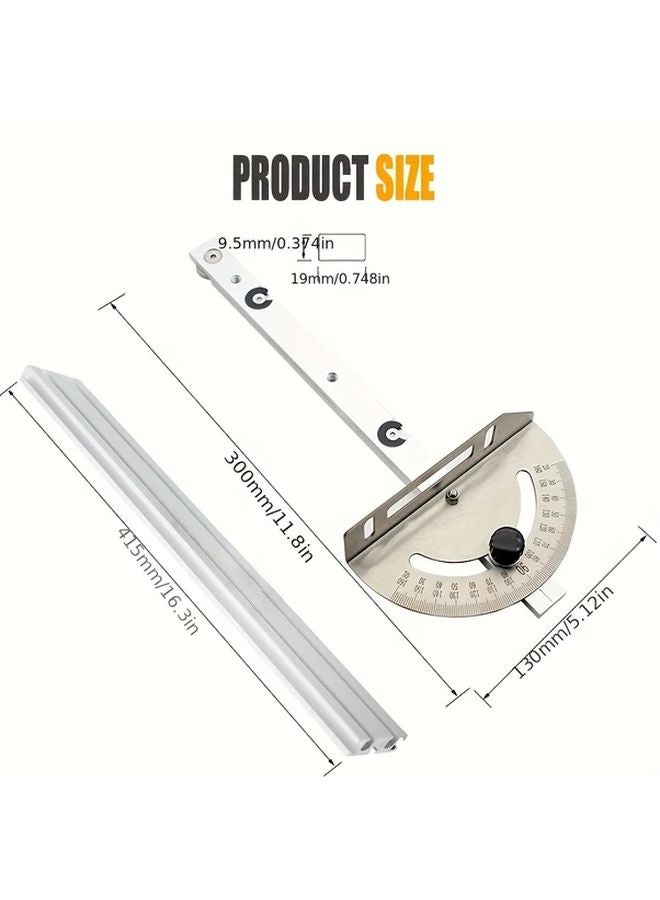 Adjustable Angle Ruler Protractor Woodworking Tool 415mm Push Rod Guide Rail - Image 3