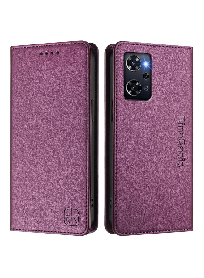 S-TOP Case For OPPO Reno9 A RC01 Dual-Folded Magnetic Suction RFID Leather Phone Case - Image 2