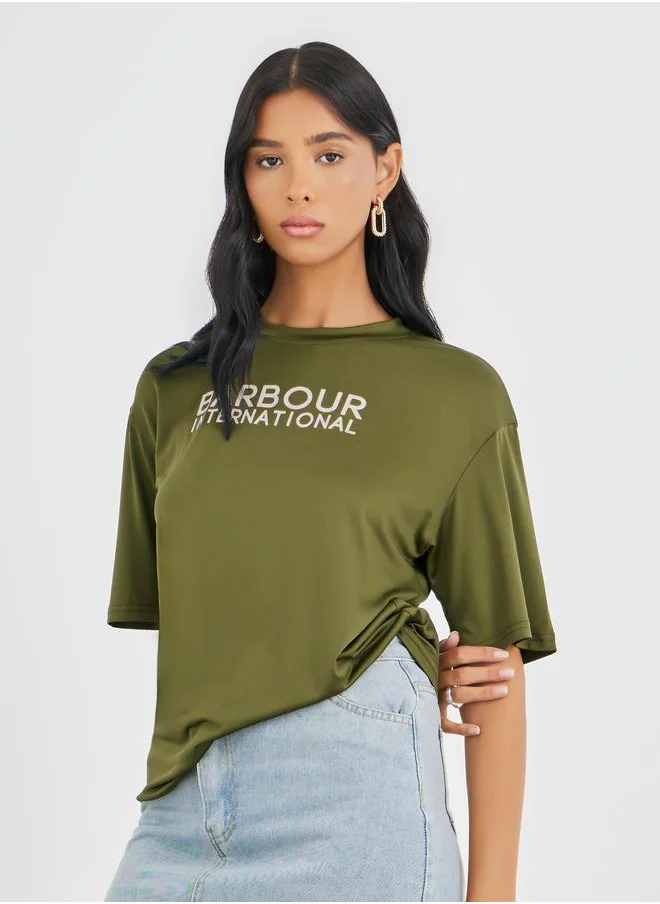 تايك تو Take Two Slogan Print Oversized T-Shirt