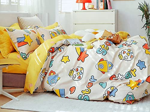 BhaiJi Bedsheet 180 TC Kids Glace Cotton Cartoon Print Bed Sheet Double Bed Queen Size - Multi Good Night Moon Stars - Image 3