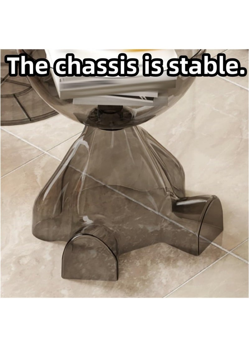 XiuWoo Round Side Table, Coffee Table with Hidden Storage Space, Transparent Storage Bedside Table Suitable for Bedroom, Living Room and Apartment,No Assembly Required,Clear - Image 4