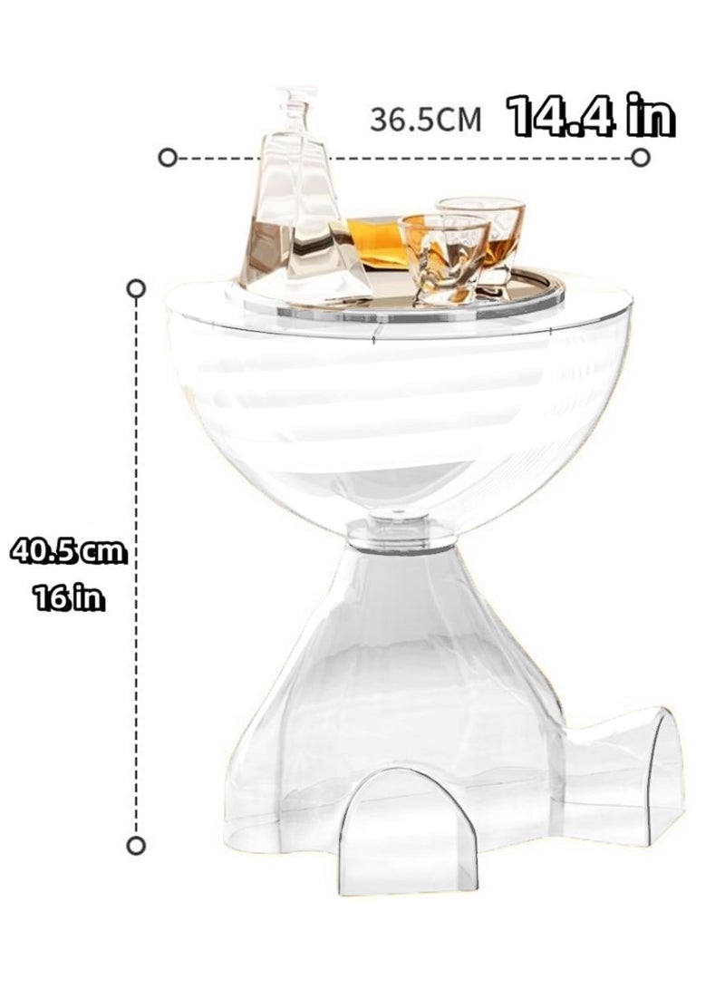 XiuWoo Round Side Table, Coffee Table with Hidden Storage Space, Transparent Storage Bedside Table Suitable for Bedroom, Living Room and Apartment,No Assembly Required,Clear - Image 5