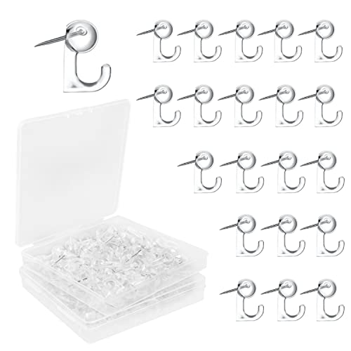 Cositina 100 Pcs Push Pin Hooks Plastic Heads Pin Tacks Wall Decorative Thumb Tacks Hook for Cork Bulletin Board Map Photos Calendar Home Office School Supplies - Transparent - Image 1