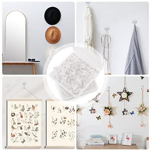 Cositina 100 Pcs Push Pin Hooks Plastic Heads Pin Tacks Wall Decorative Thumb Tacks Hook for Cork Bulletin Board Map Photos Calendar Home Office School Supplies - Transparent - Image 5