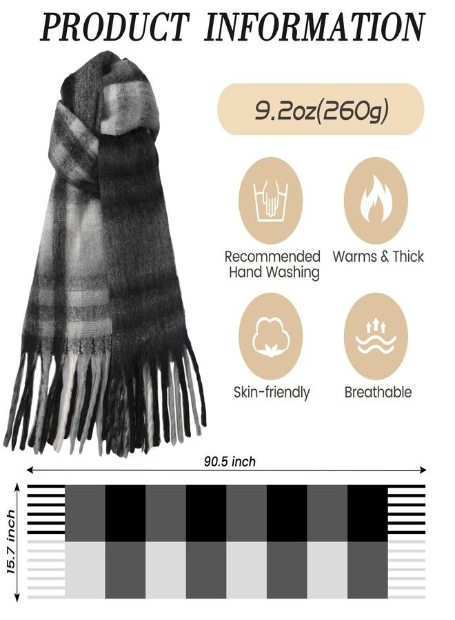 TOBEHIGHER Scarf for Women - Thick Oversized Checked Tassel Women's Mohair Winter Scarf, Large Scarves for Women Winter Wrap Shawl Cold Weather Ladies Gifts - Image 2