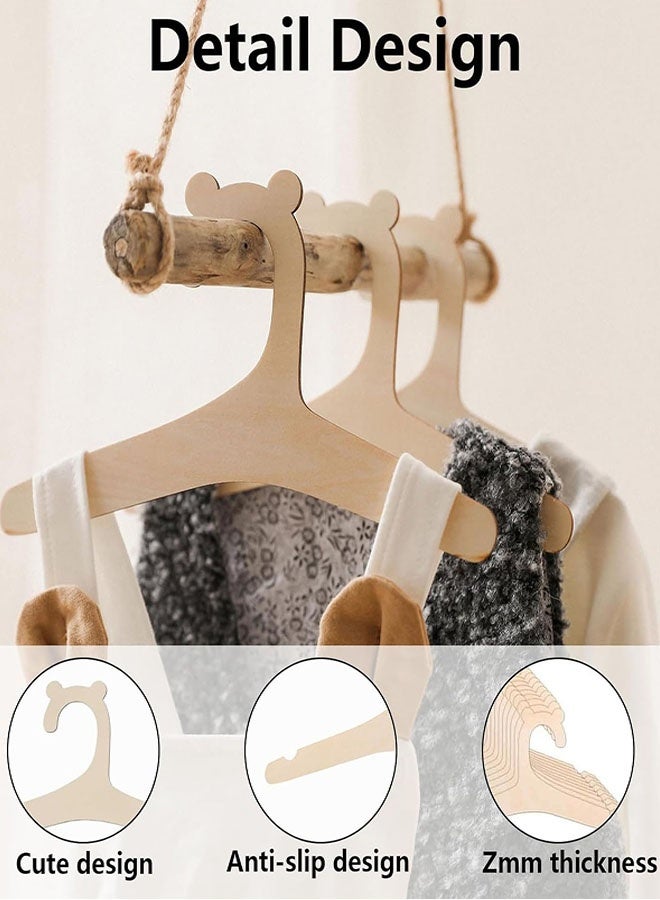 15 Pack Wooden Kids Hangers, 9inch Cute Wood Baby Hangers Nursery Hangers, Non Slip Coat Hanger for Baby Toddler Kids Clothes & Pants - Image 3
