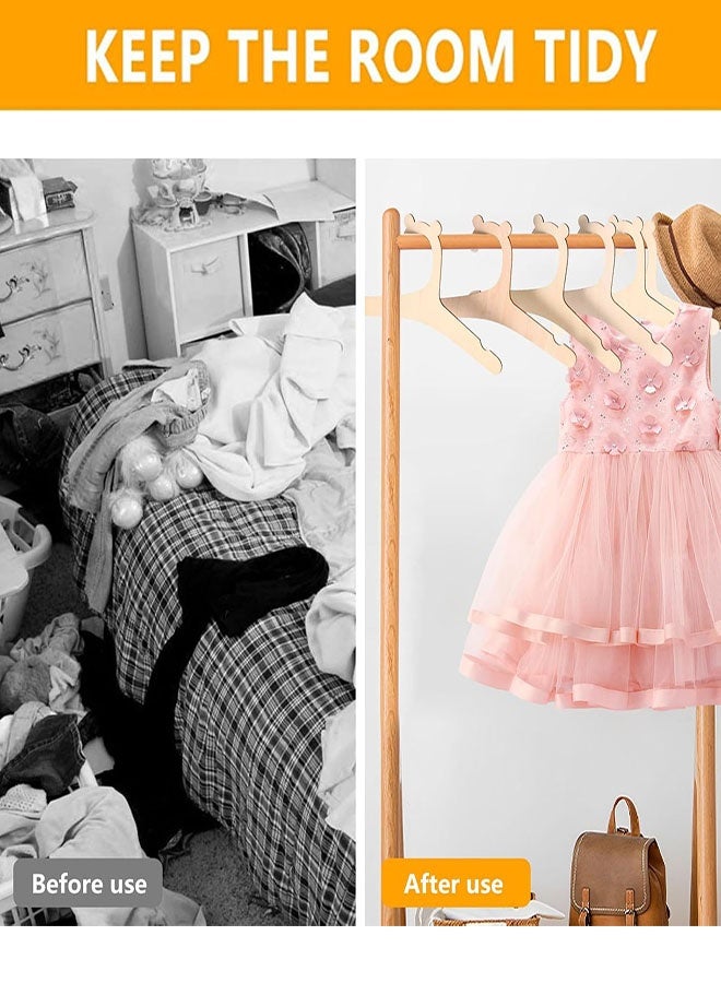 15 Pack Wooden Kids Hangers, 9inch Cute Wood Baby Hangers Nursery Hangers, Non Slip Coat Hanger for Baby Toddler Kids Clothes & Pants - Image 5