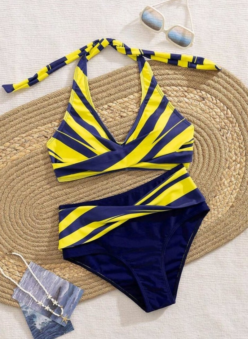 Shein SHEIN Women's Halter Neck Bikini Set, High Waist Triangle Bottoms  - Image 4