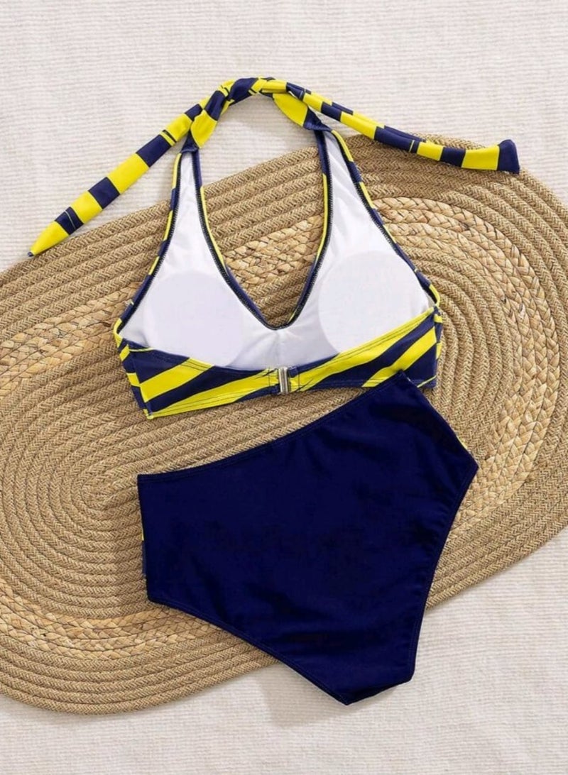 Shein SHEIN Women's Halter Neck Bikini Set, High Waist Triangle Bottoms  - Image 5