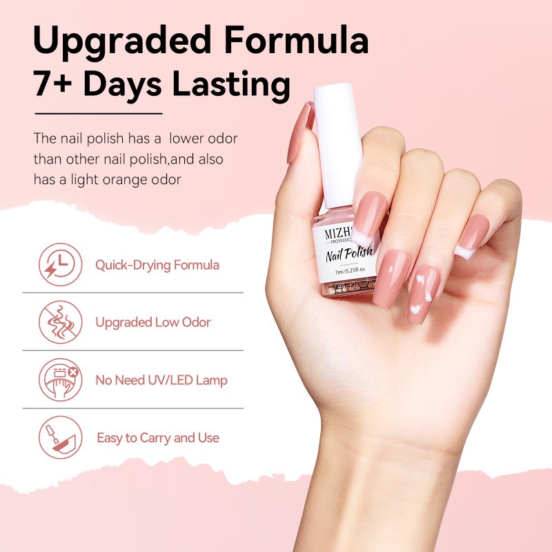 MIZHSE Nail Polish Set: 6 Classic Nude Colors Collection Milky White Nude Pink, Quick Dry Nail Lacquer Fingernail Manicure DIY Nail Art Salon, Ideal Gift for Women - Image 5