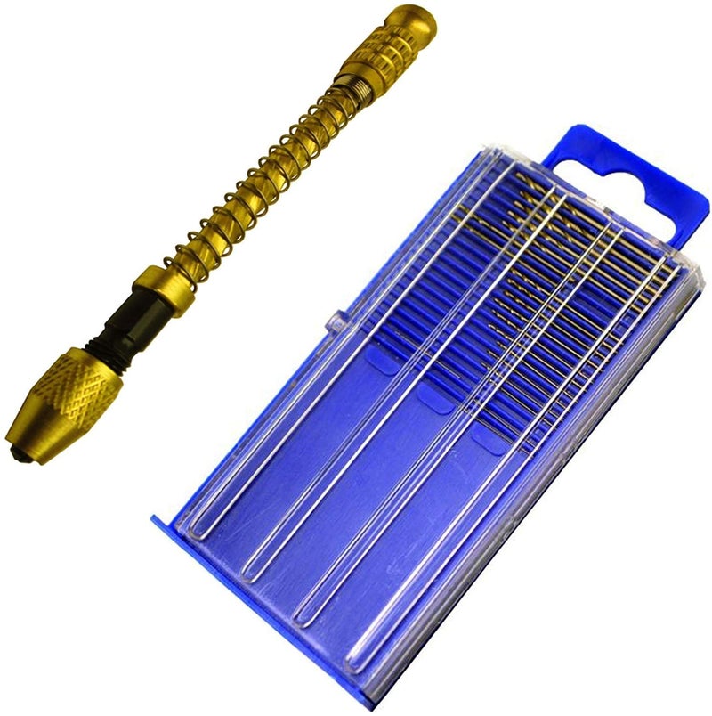 Oscar OSCAR 20pc Micro HSS Mini Twist Drill BIT Swivel Head Pin Vice Watch Maker  - Image 1