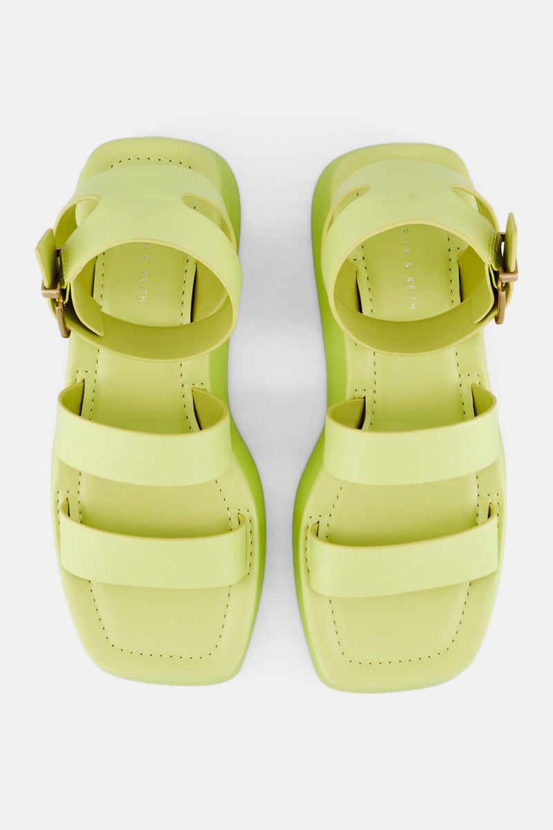 CHARLES & KEITH Women Open Toe Adjustable Closure Sandals, Yellow  - Image 3