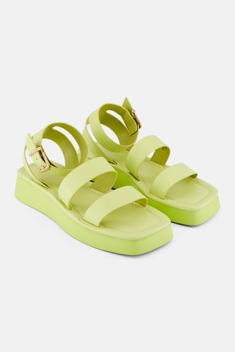 CHARLES & KEITH Women Open Toe Adjustable Closure Sandals, Yellow  - Image 1