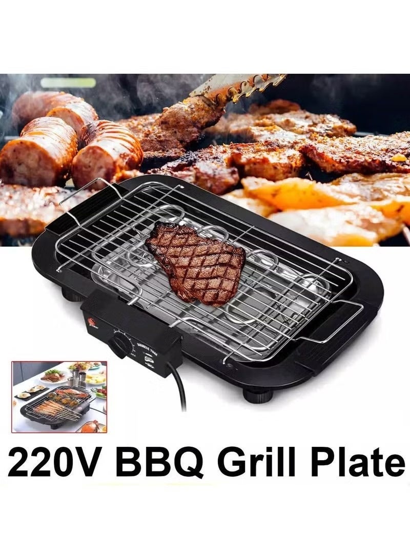 BBQ Electric Barbecue Grill Smokeless Indoor/Outdoor Portable Kitchen BBQ Grill 2000W with Adjustable Temperature Control, Removable Water Filled Drip Tray Electric Grill - Image 2