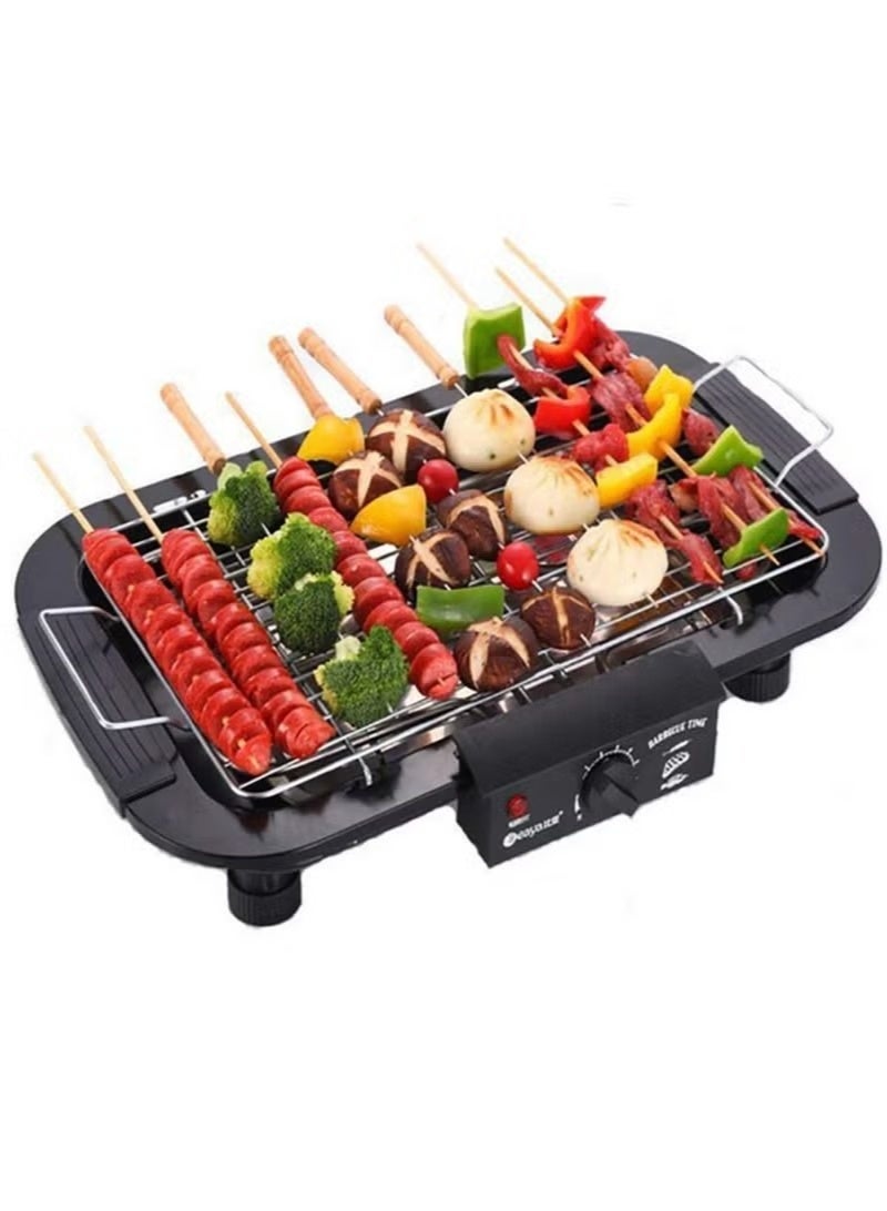 BBQ Electric Barbecue Grill Smokeless Indoor/Outdoor Portable Kitchen BBQ Grill 2000W with Adjustable Temperature Control, Removable Water Filled Drip Tray Electric Grill - Image 1