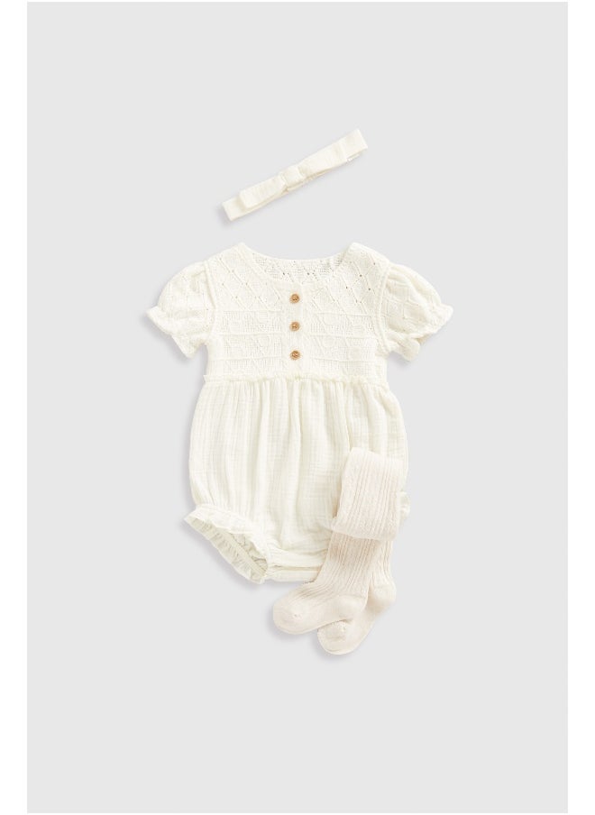 mothercare Romper, Headband and Tights Set  - Image 1