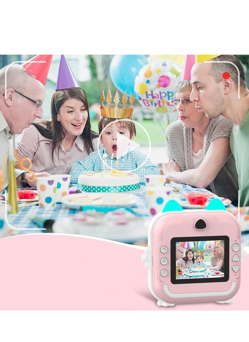 0TO1 TECH Kids Camera, Instant Camera for Kids, No Ink Print Paper, 32G SD Card, 1080P Portable Paper Film Zero Ink Instant Printing Selfie, Photo Video, Birthday Festival Gifts for Kids  - Image 4