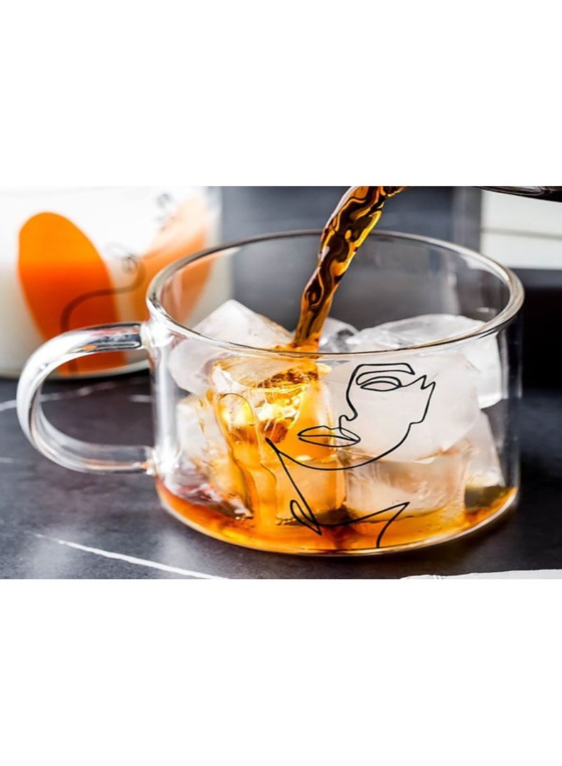 Glass Nordic style 2cups for milk/tea/coffee,... - Image 1