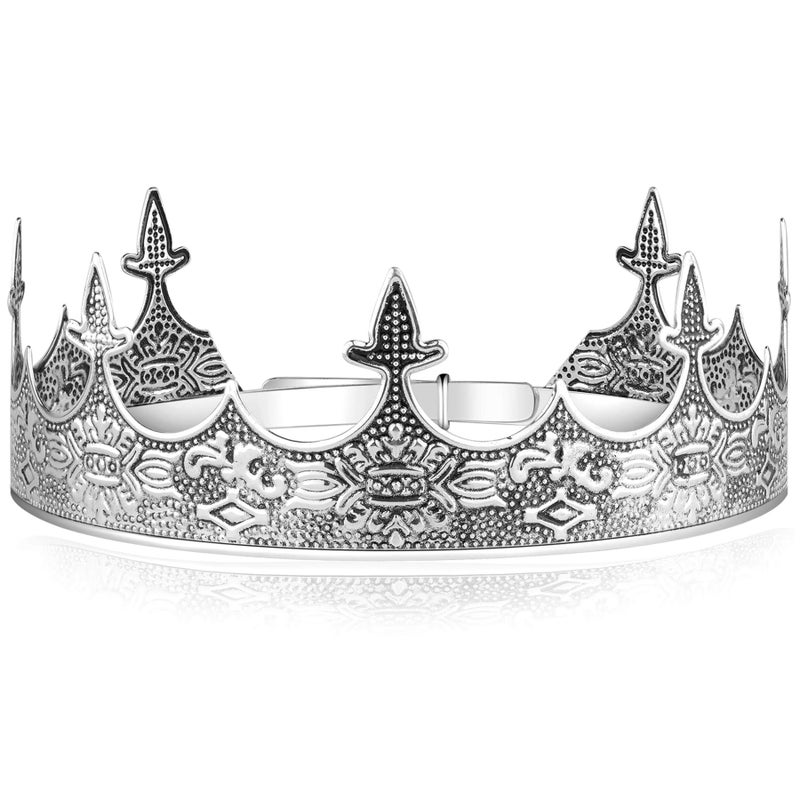 Coucoland Men's Vintage King Crown Tiara - Adjustable Silver Royal Tiara for Prom, Costume Party - Image 4