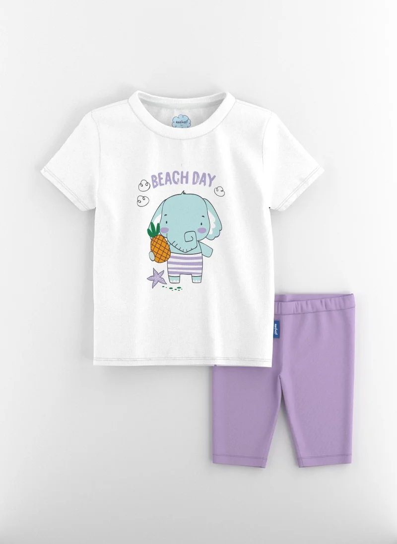 Nautinati Nautinati Girls' Cotton Graphic Printed T-shirt and Solid Biker Shorts