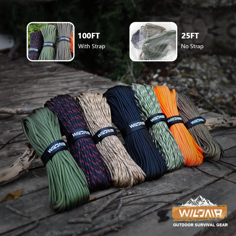 WILDAIR Survival Paracord Parachute Fire Cord Survival Ropes 4-in-1 25Ft 5/32" Diameter U.S. Military Type III with Integrated Fishing Line, Fire-Starter Tinder (Army Green 25FT) - Image 5