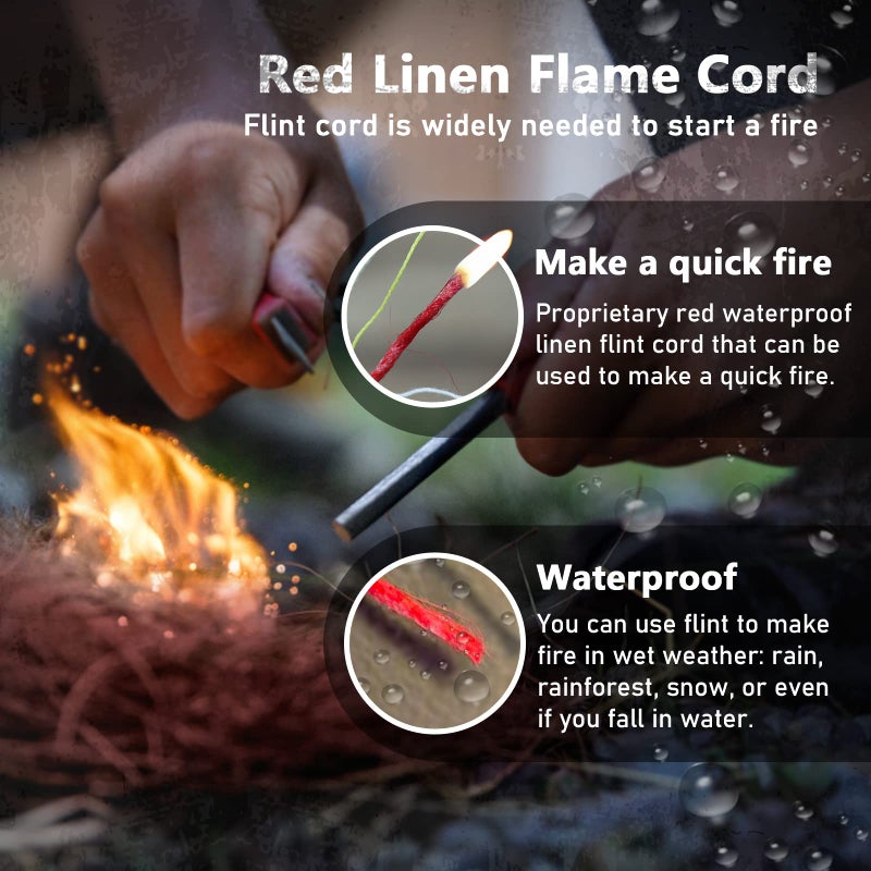 WILDAIR Survival Paracord Parachute Fire Cord Survival Ropes 4-in-1 25Ft 5/32" Diameter U.S. Military Type III with Integrated Fishing Line, Fire-Starter Tinder (Army Green 25FT) - Image 4