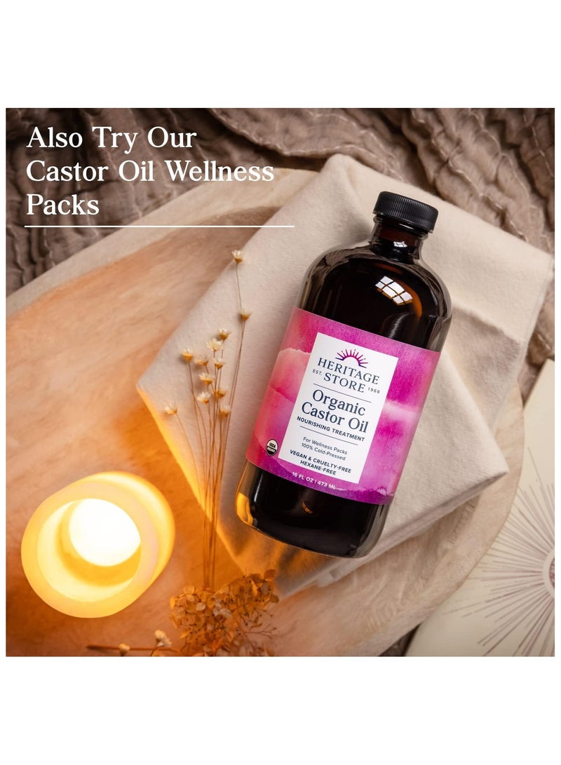 Heritage Store Organic Castor Oil, Nourishing Hair Treatment, Deep Hydration for Healthy Hair Care, Skin Care, Eyelashes & Brows, Castor Oil Packs, Cold Pressed, Hexane Free, Vegan, Cruelty Free, Glas - Image 2
