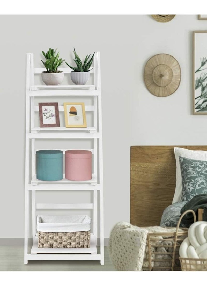 Generic FFD Foldable Wooden Ladder Shelf - Multi-Functional Storage Rack & Organizer, No Assembly Required, Portable Design for Books, Plants, & Décor,  - Image 4