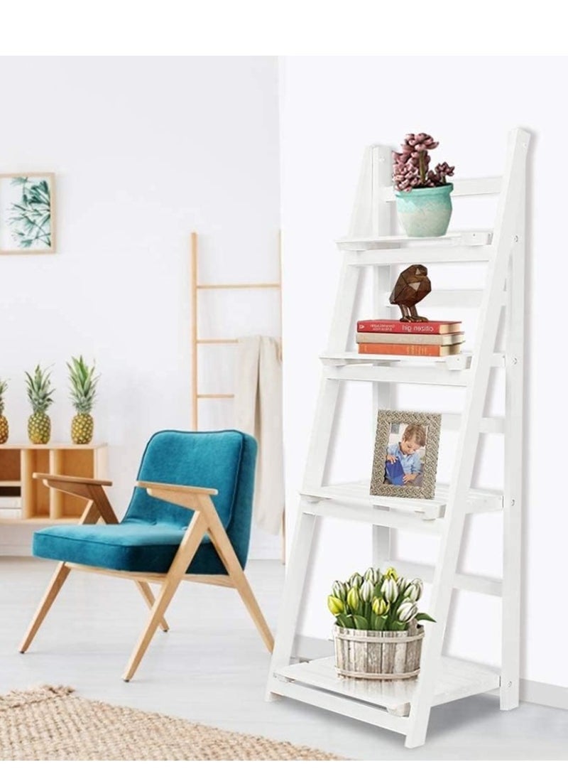 Generic FFD Foldable Wooden Ladder Shelf - Multi-Functional Storage Rack & Organizer, No Assembly Required, Portable Design for Books, Plants, & Décor,  - Image 1