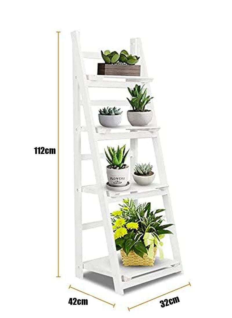 Generic FFD Foldable Wooden Ladder Shelf - Multi-Functional Storage Rack & Organizer, No Assembly Required, Portable Design for Books, Plants, & Décor,  - Image 3