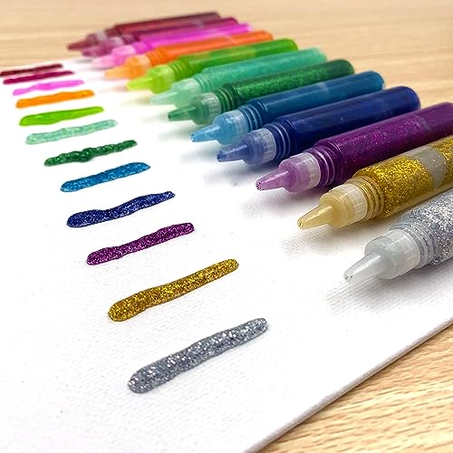 Artskills Rainbow Puffy Glitter Glue Pens Arts & Crafts Supplies, 12 Pack, Multi 12 Count - Image 2