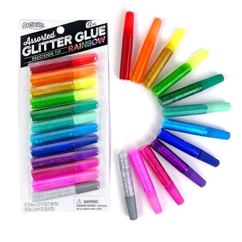 Artskills Rainbow Puffy Glitter Glue Pens Arts & Crafts Supplies, 12 Pack, Multi 12 Count - Image 1