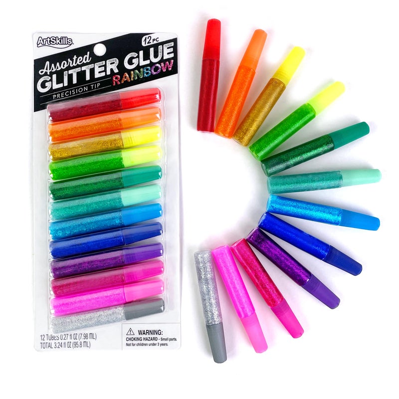 Artskills Rainbow Puffy Glitter Glue Pens Arts & Crafts Supplies, 12 Pack, Multi 12 Count - Image 4