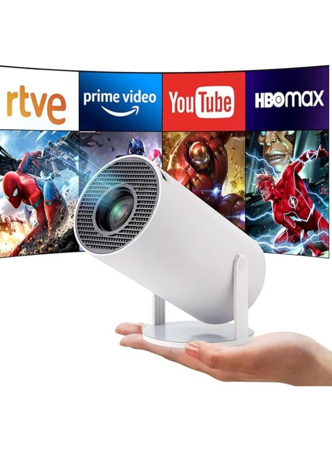 Projector 4K Smart Android Projector – 200" Portable WiFi & Bluetooth Home Theater, Auto Keystone, Round Flip Design  - Image 1