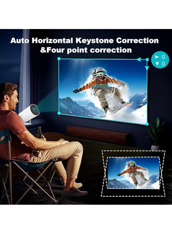 Projector 4K Smart Android Projector – 200" Portable WiFi & Bluetooth Home Theater, Auto Keystone, Round Flip Design  - Image 3