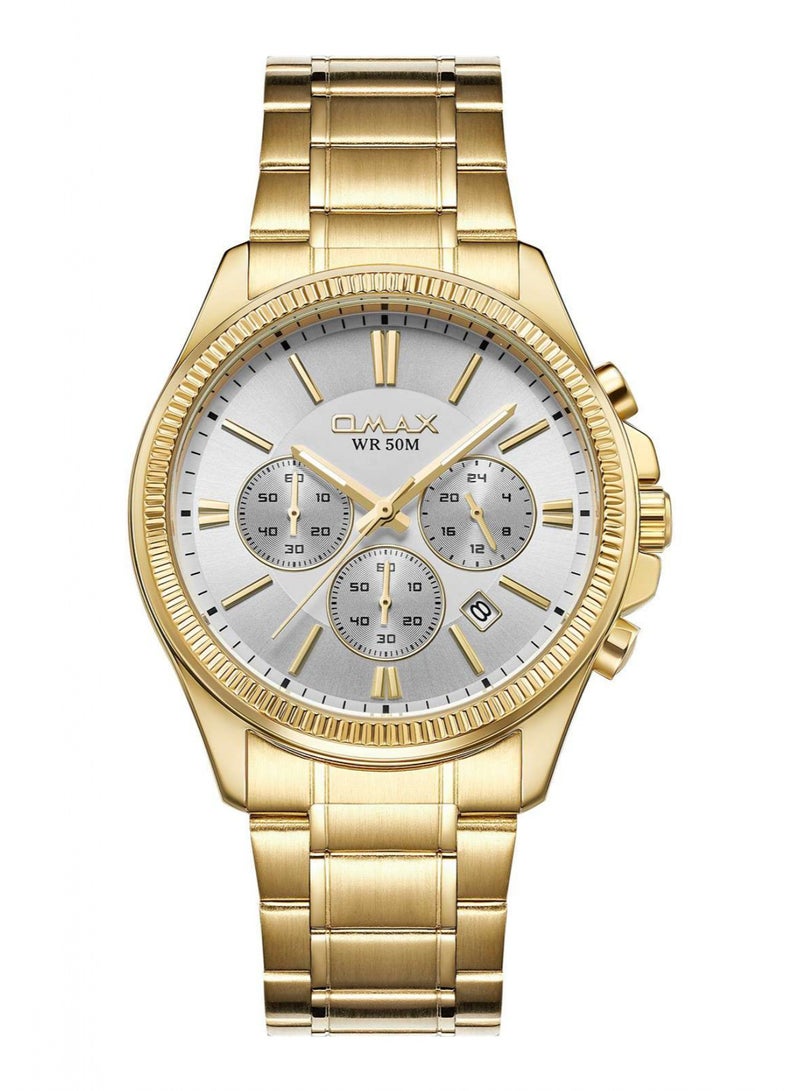 Omax Men's Gold-Tone Chronograph Wrist Watch WR 50M - Image 1