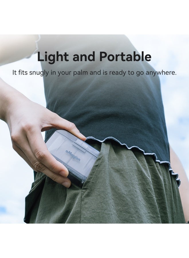 aMagisn علبة شحن بطاريات aMagisn PD12 متوافقة مع DJI OSMO 360 و Action 5 Pro / 4 / 3 – تصميم مغناطيسي لتخزين البطاريات وبطاقات الذاكرة MicroSD - Image 5