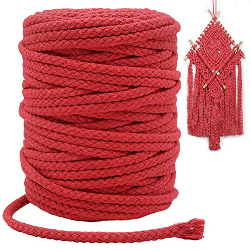 Tenn Well Braided Cotton Cord, 165 Feet 5mm Wide Cotton Macrame Rope for Plant Hangers Wall Hangings DIY Crafts (Red) - Image 1