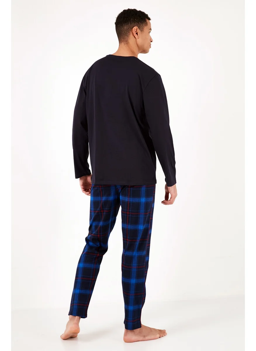 Buratti Plaid Pocket Elastic Waist 100% Cotton Regular Fit Pajama Set Men's Pajama Set 6572001