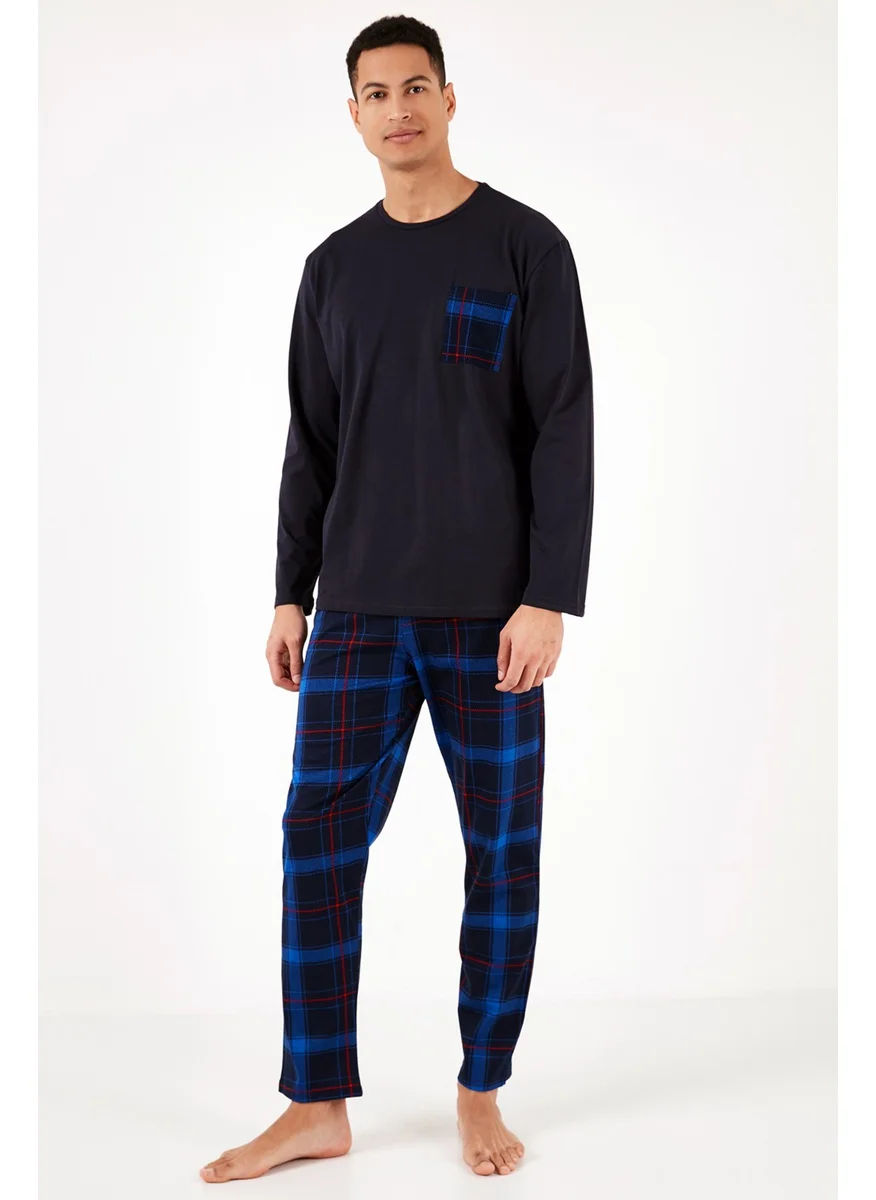 Buratti Plaid Pocket Elastic Waist 100% Cotton Regular Fit Pajama Set Men's Pajama Set 6572001