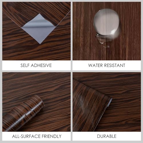 Doodad Self Adhesive Wooden Wallpaper - 45cm x 300cm, Covers 14.5 sq. ft | Coffee Brown Wood Peel & Stick Stickers for Table & Wall Decor - Image 3