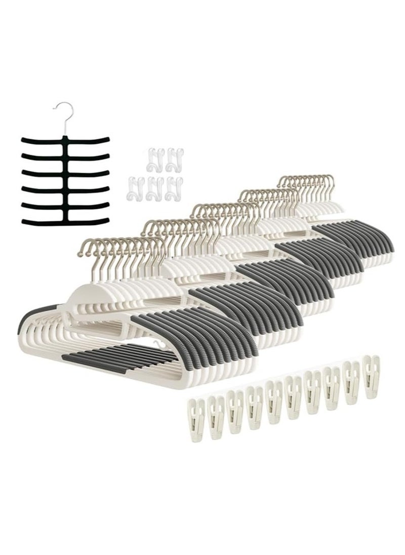 TYCOM Plastic Hangers 50 Pack Slim Clothes Hangers Space Saving Non Slip Hangers with Rubber Pads Sturdy Coat Hangers for Closet S Shaped Hangers for Shirt Suit Pant Skirt.  - Image 1