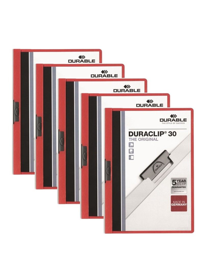 Durable 5-Piece Duraclip Clip Folder Red - Image 1