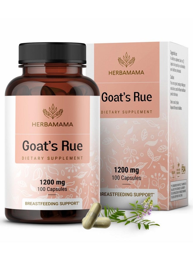 HERBAMAMA Goat's Rue Capsules - 1200mg Galega Officinalis for Mother's Breast Milk Lactation Support - Vegan, Non-GMO Goats Rue Herb Lactation Supplement, 100 Caps - Image 1