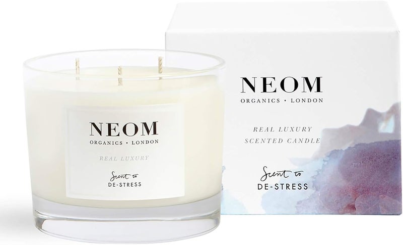 NEOM - Candle, 3 Wick | Lavender, Jasmine & Sandalwood | Scented Candles for Home | Luxury Aromatherapy Candles | Essential Oil Candles | Tranquil & Relax | Signature De-Stress Scent